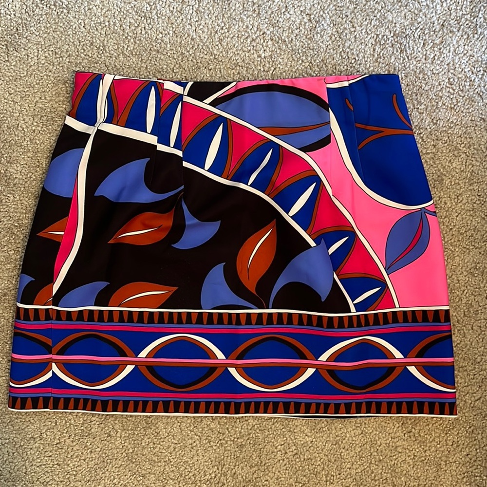 Zara Size Large Patterned Mini Skirt Pink Black Purple